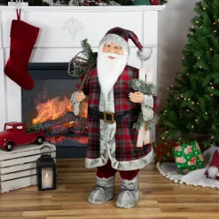 36" Alpine Chic Santa Claus With Snowshoes And Skis Christmas Figure