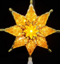 8" Amber Mosaic Star Christmas Tree Topper - Clear Lights