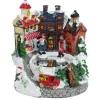 6.5" Animated Victorian Village Ice Skating Winter Scene Christmas Music Box