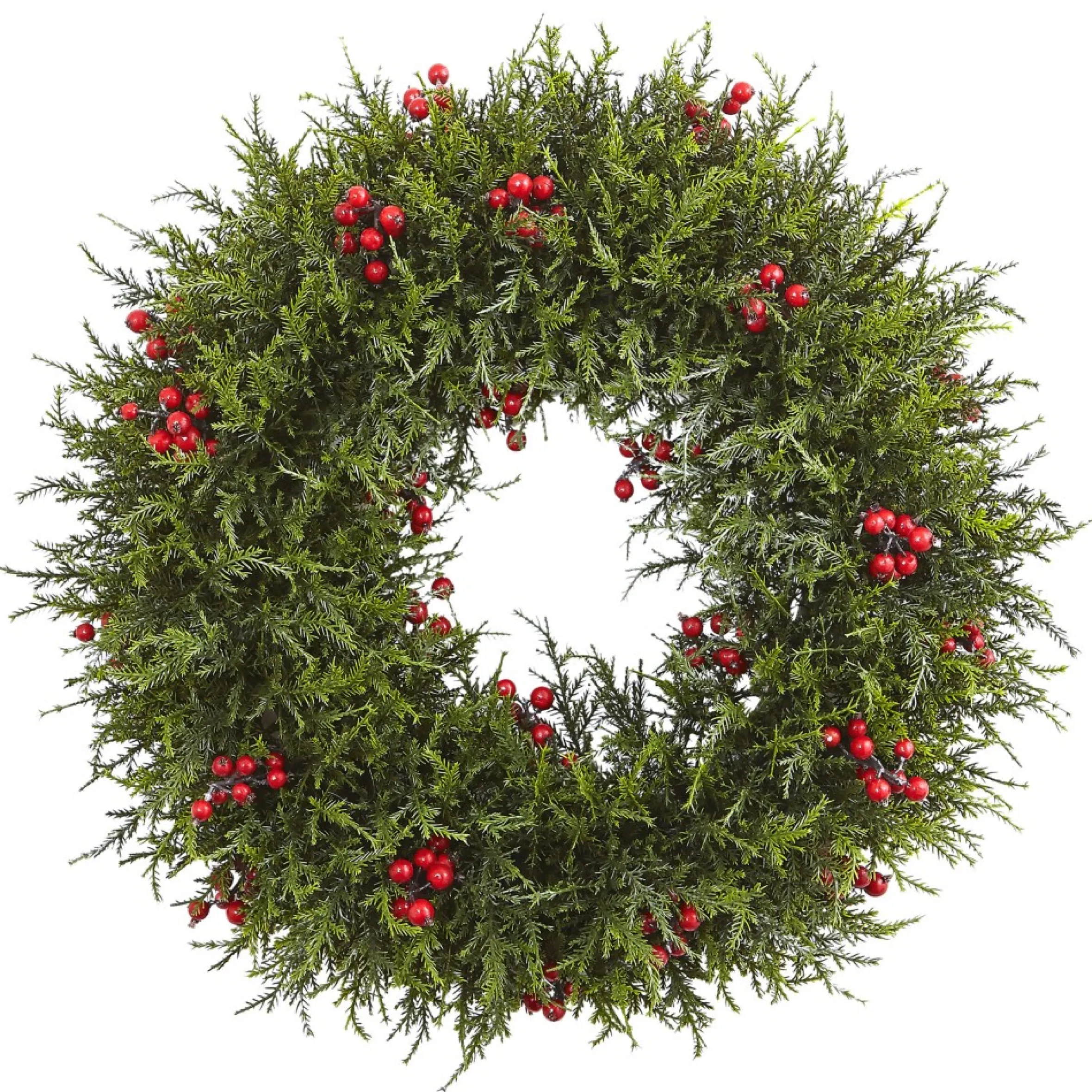 Artificial Cedar Berries Wreath, 20-Inch, Unlit