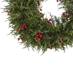 Artificial Cedar Berries Wreath, 20-Inch, Unlit