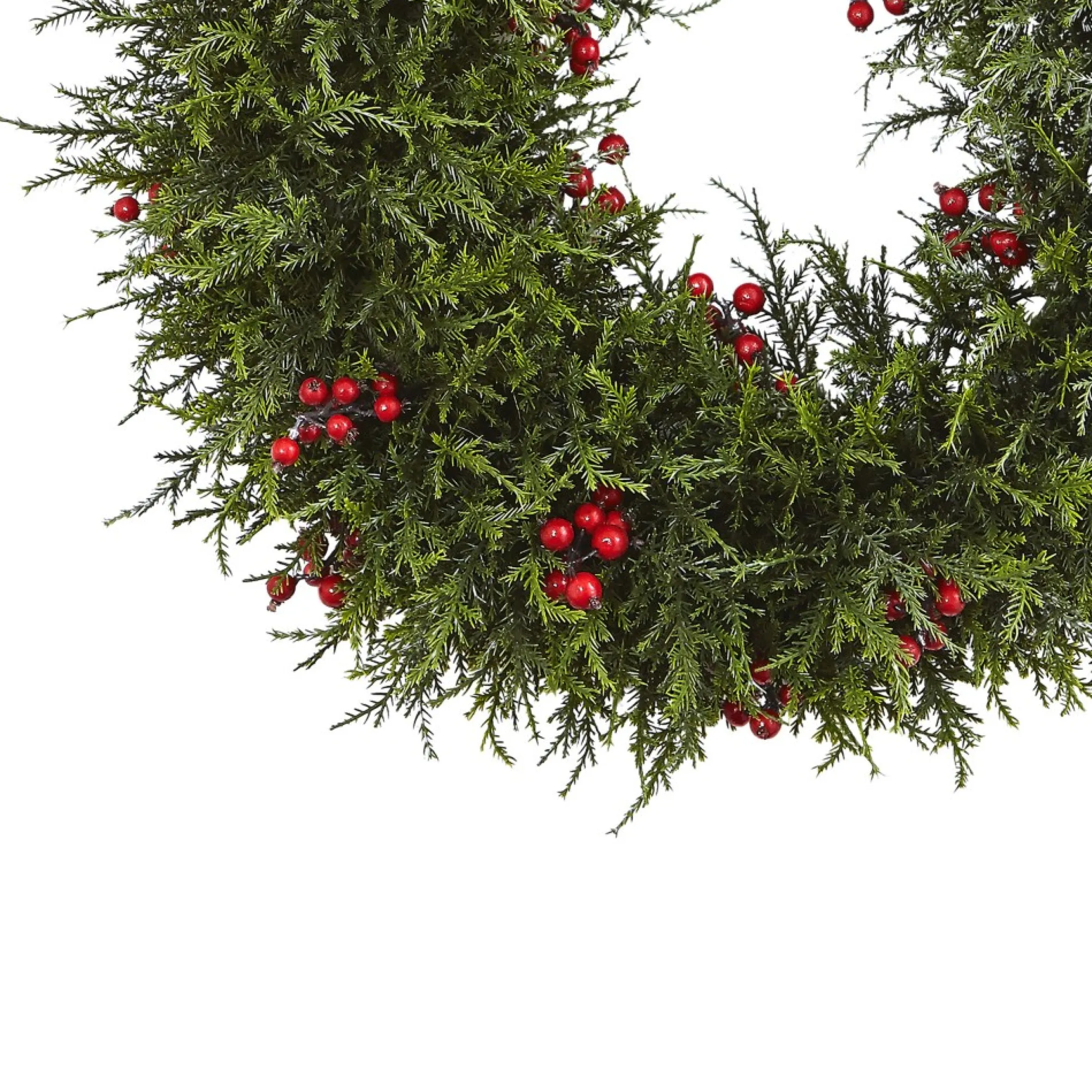 Artificial Cedar Berries Wreath, 20-Inch, Unlit