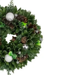 Artificial Christmas Wreath With Pine Cones And Ornaments - 14" Unlit