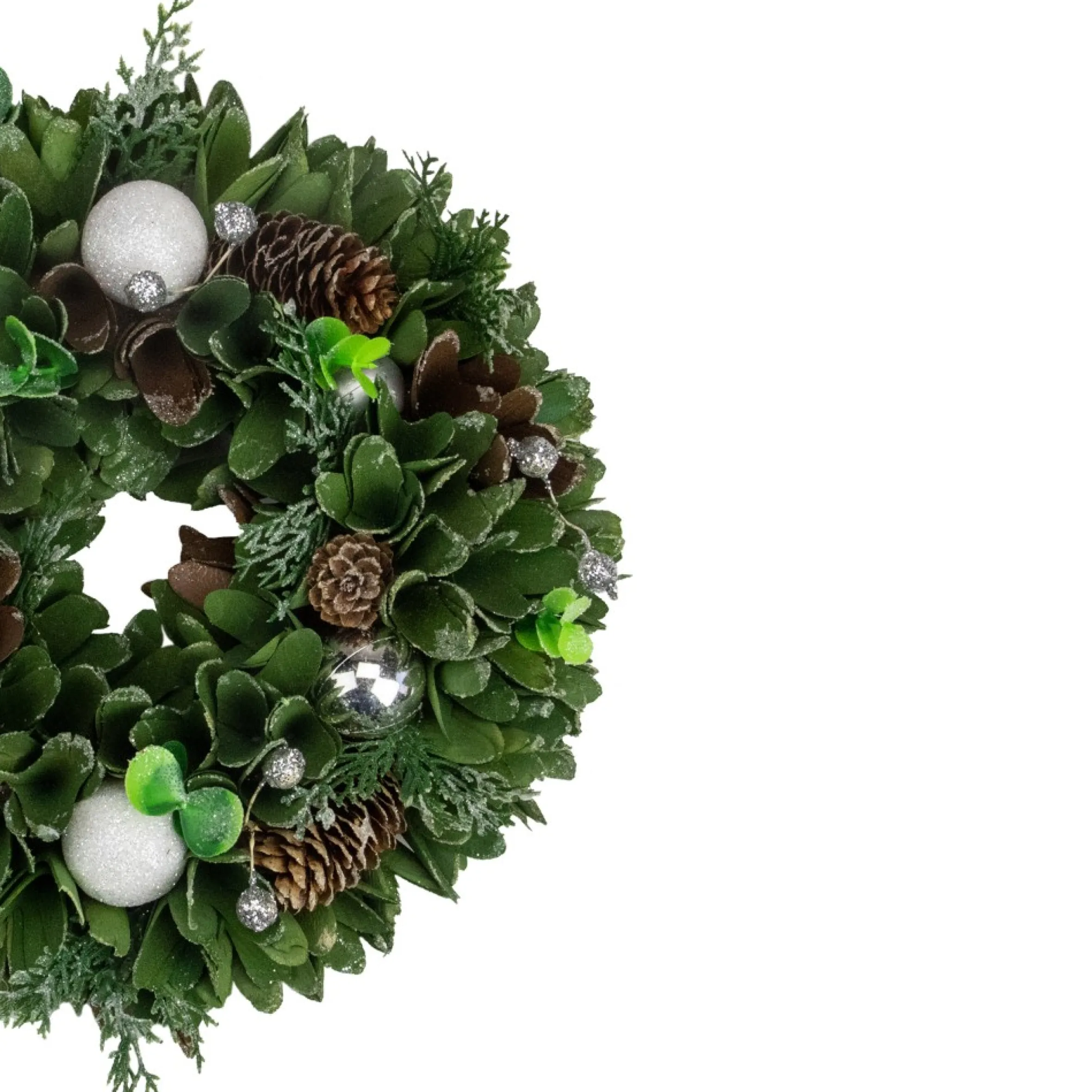 Artificial Christmas Wreath With Pine Cones And Ornaments - 14" Unlit
