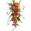 24" Artificial Garden Mixed Flower Teardrop Swag, Unlit