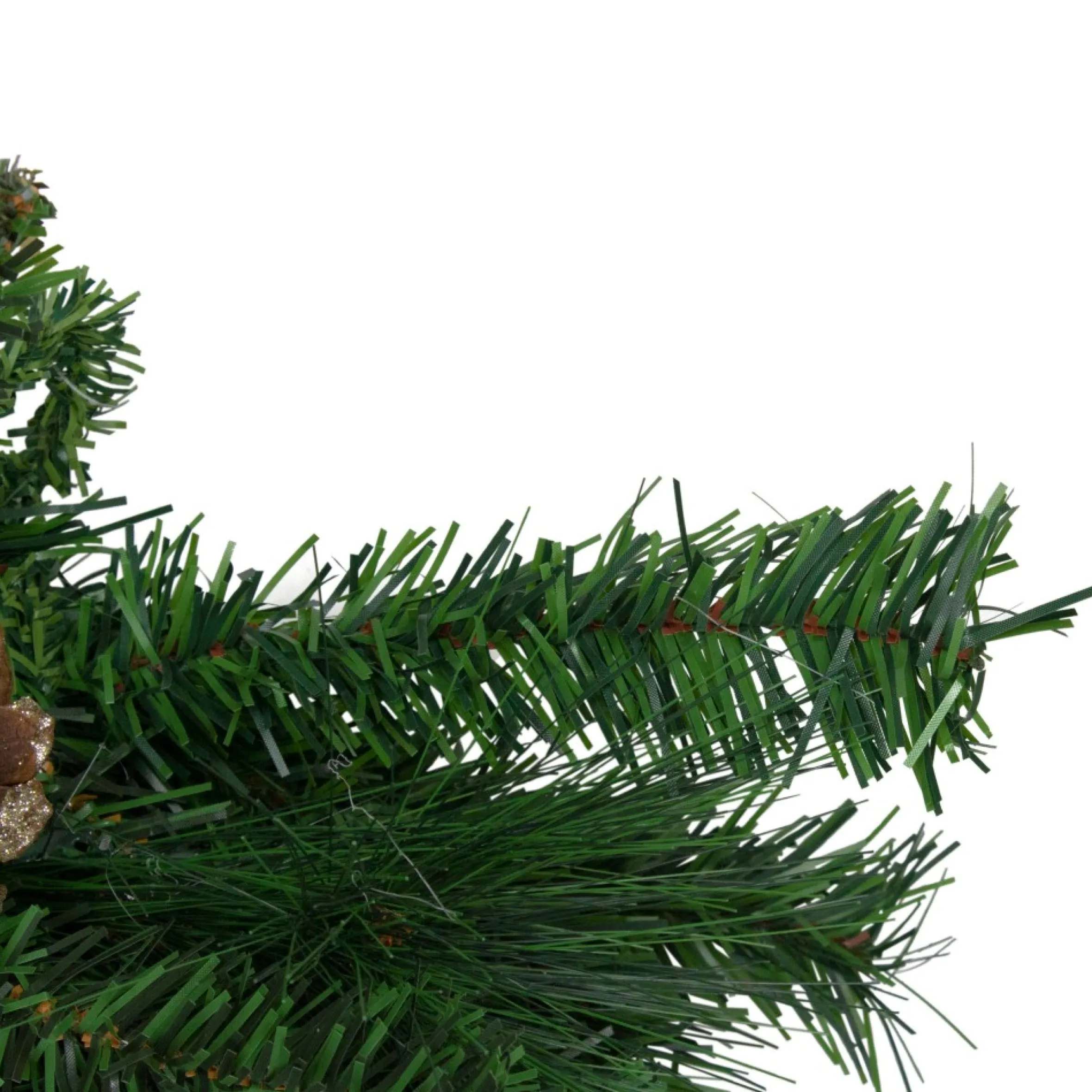 28" Artificial Mixed Pine With Pine Cones And Gold Glitter Christmas Teardrop Swag - Unlit