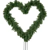 Artificial Pine Heart Shaped Wreath With Ground Stakes, 25-Inch, Unlit