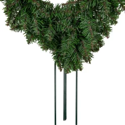 Artificial Pine Heart Shaped Wreath With Ground Stakes, 25-Inch, Unlit