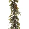 9' Battery Operated Green Rustic White Berry Led Artificial Christmas Garland - Warm Clear Lights
