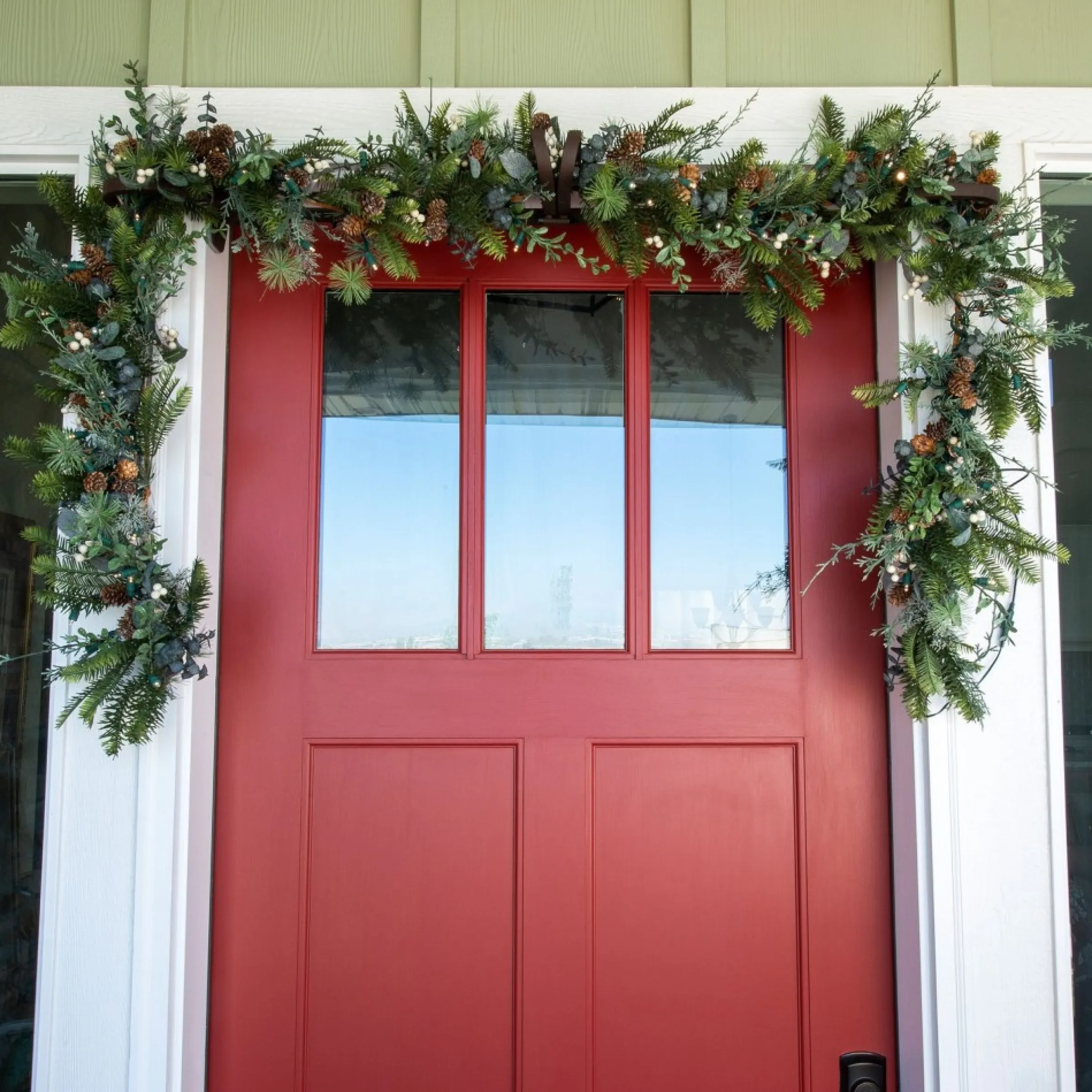 9' Battery Operated Green Rustic White Berry Led Artificial Christmas Garland - Warm Clear Lights
