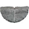 36" Beige And Gray Plush Faux Fur Christmas Tree Skirt