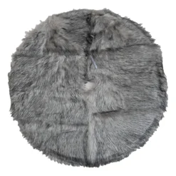 36" Beige And Gray Plush Faux Fur Christmas Tree Skirt