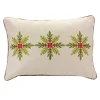 19.5" Beige And Green Embroidered Snowflake Rectangular Christmas Throw Pillow
