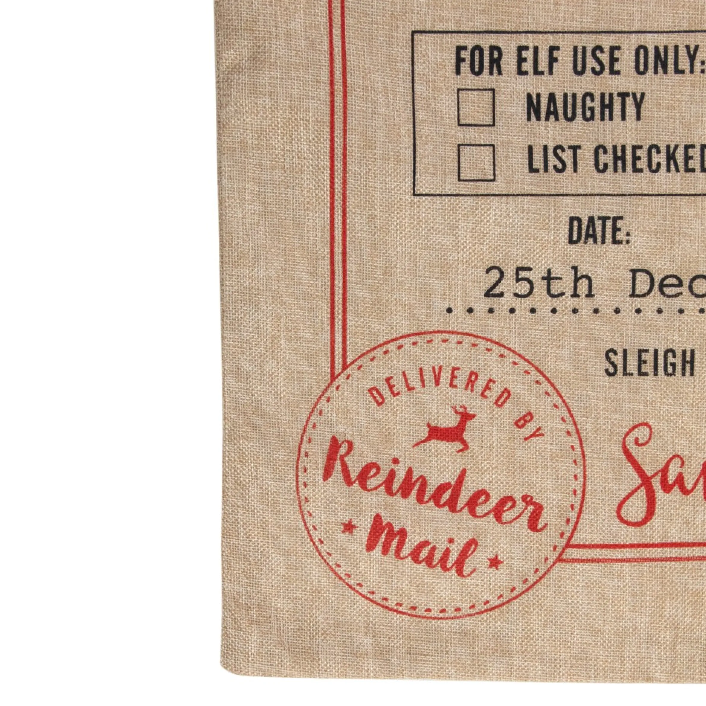 27" Beige And Red "Christmas Delivery" Tie Gift Bag