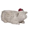 10.5" Beige And Red Christmas Pig Wall Container