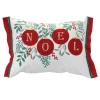 19" Beige And Red Embroidered Ornament "Noel" Rectangular Christmas Throw Pillow