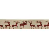 Beige And Red Plaid Buffalo With Reindeer Christmas Wired Craft Ribbon 2.5" X 16 Yards