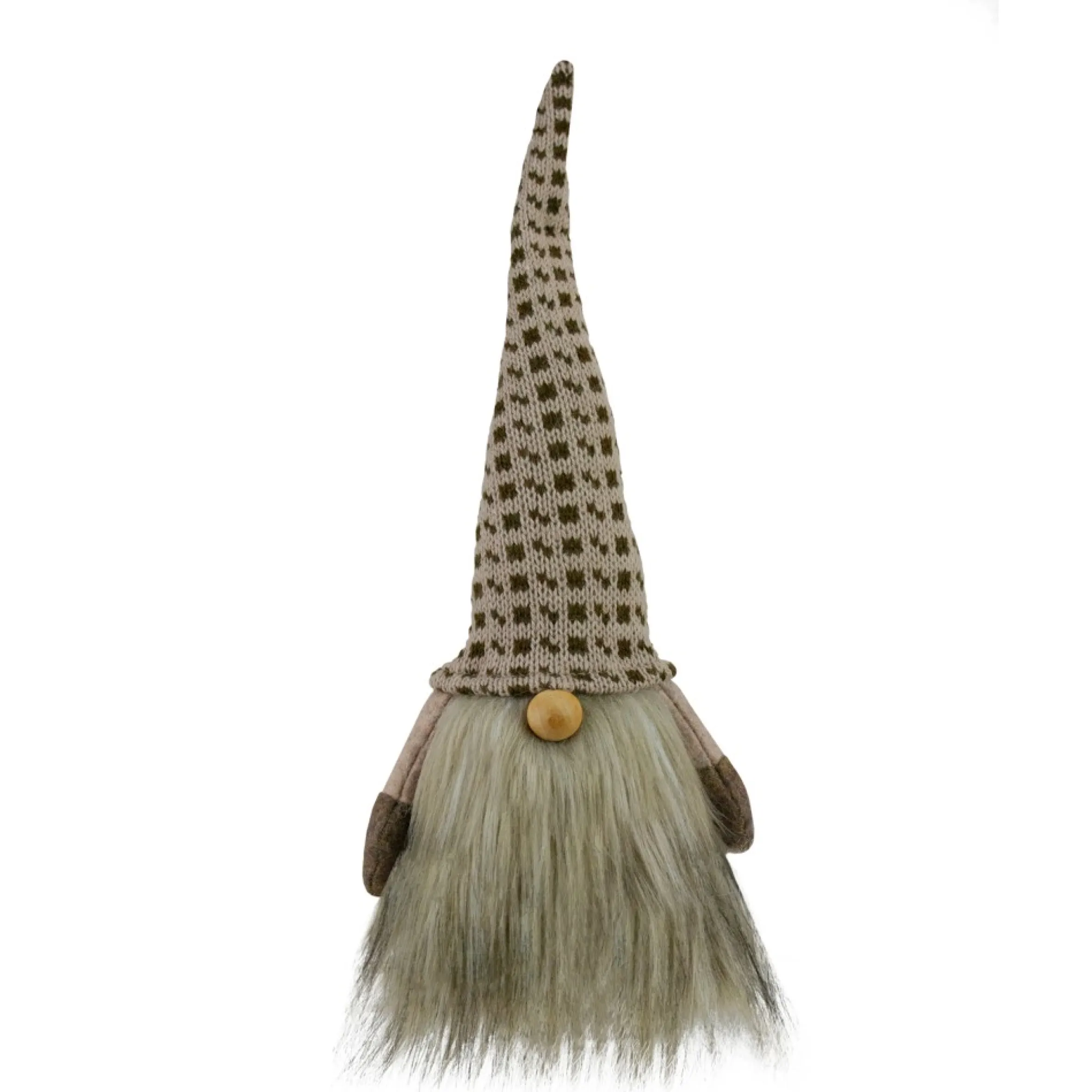 13" Beige Long Haired Sitting Gnome Christmas Figure