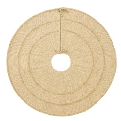 44" Beige Natural Wool Stripe Round Christmas Tree Skirt
