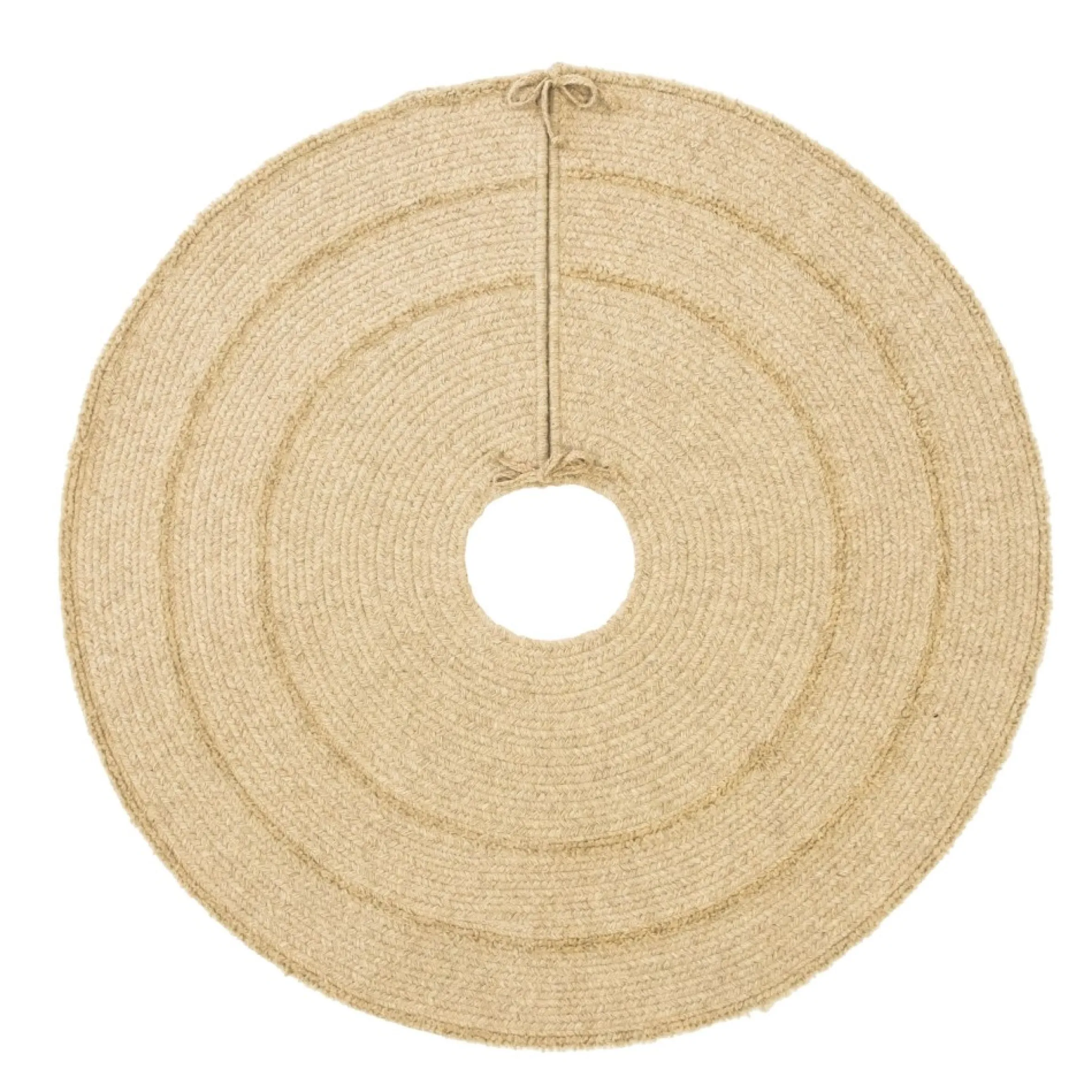 50" Beige Natural Wool Stripe Round Christmas Tree Skirt