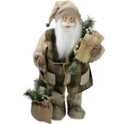 24" Beige Santa Claus With Gifts Christmas Figure