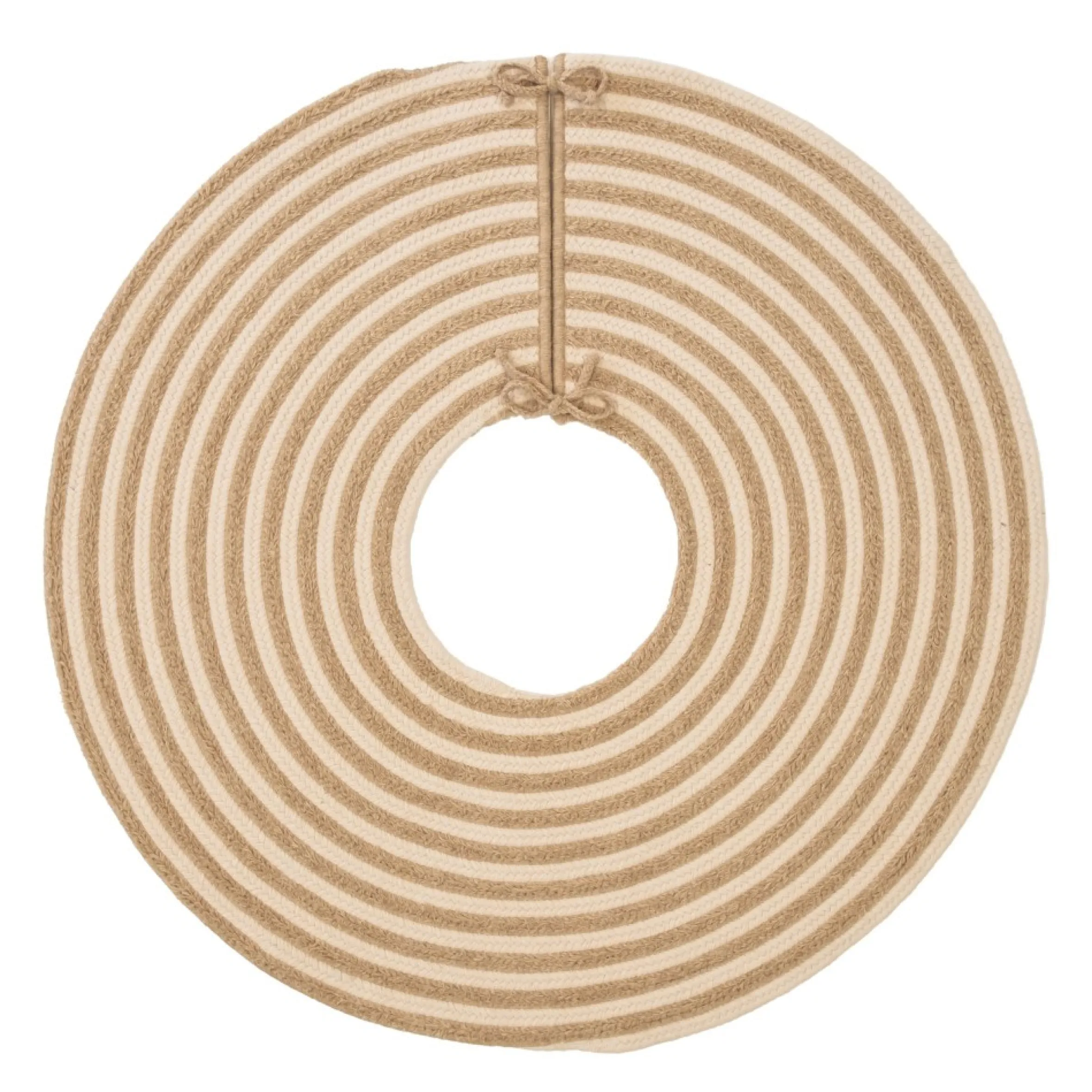 50" Beige Shag Striped Round Christmas Tree Skirt