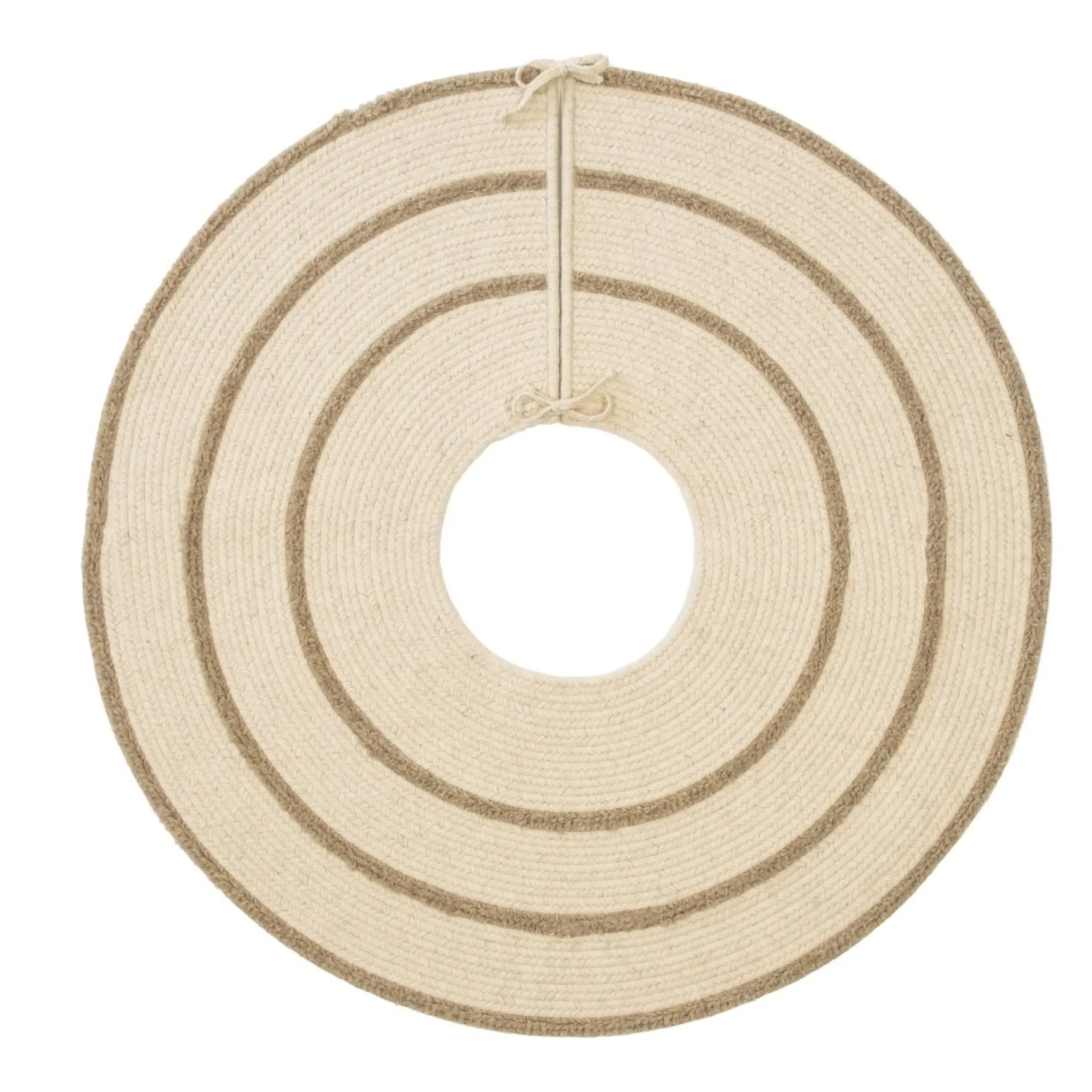 50" Beige Stripe Round Christmas Tree Skirt