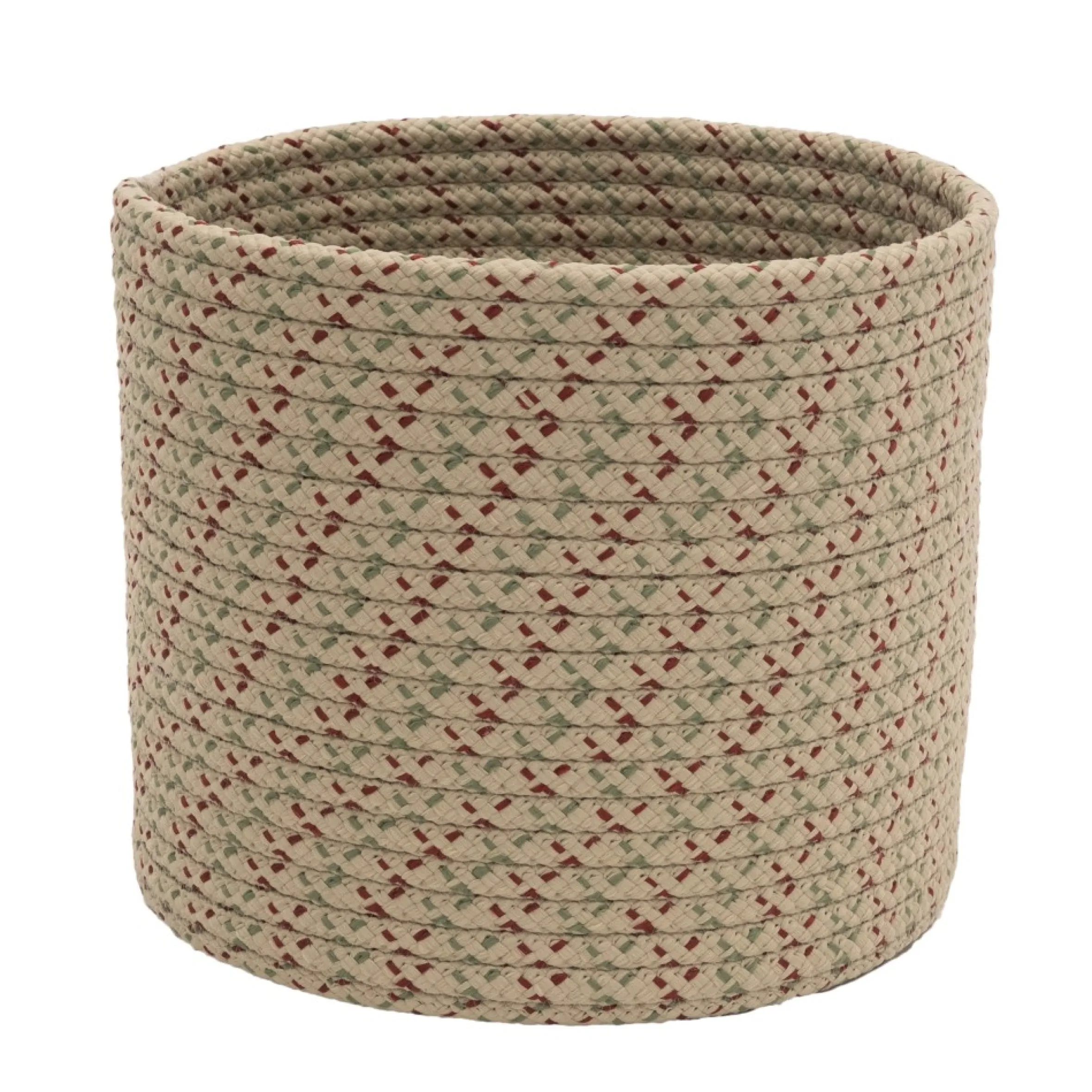 16" Beige Woven Dasher Braided Round Christmas Storage Basket