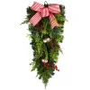 26" Bells And Bow Artificial Christmas Teardrop Swag, Unlit