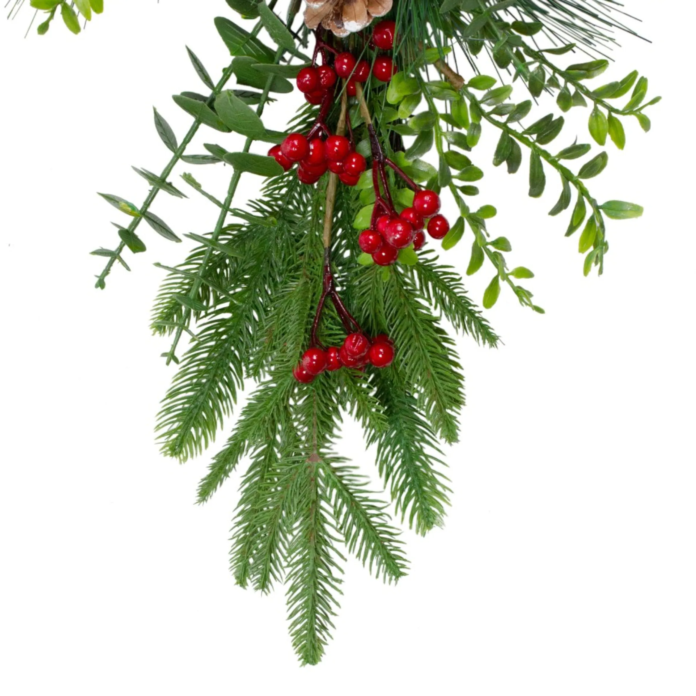 28" Berry Pine And Eucalyptus Artificial Teardrop Christmas Swag - Unlit