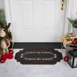 Black And Copper Reindeer "Merry Christmas" Doormat 18" X 30"