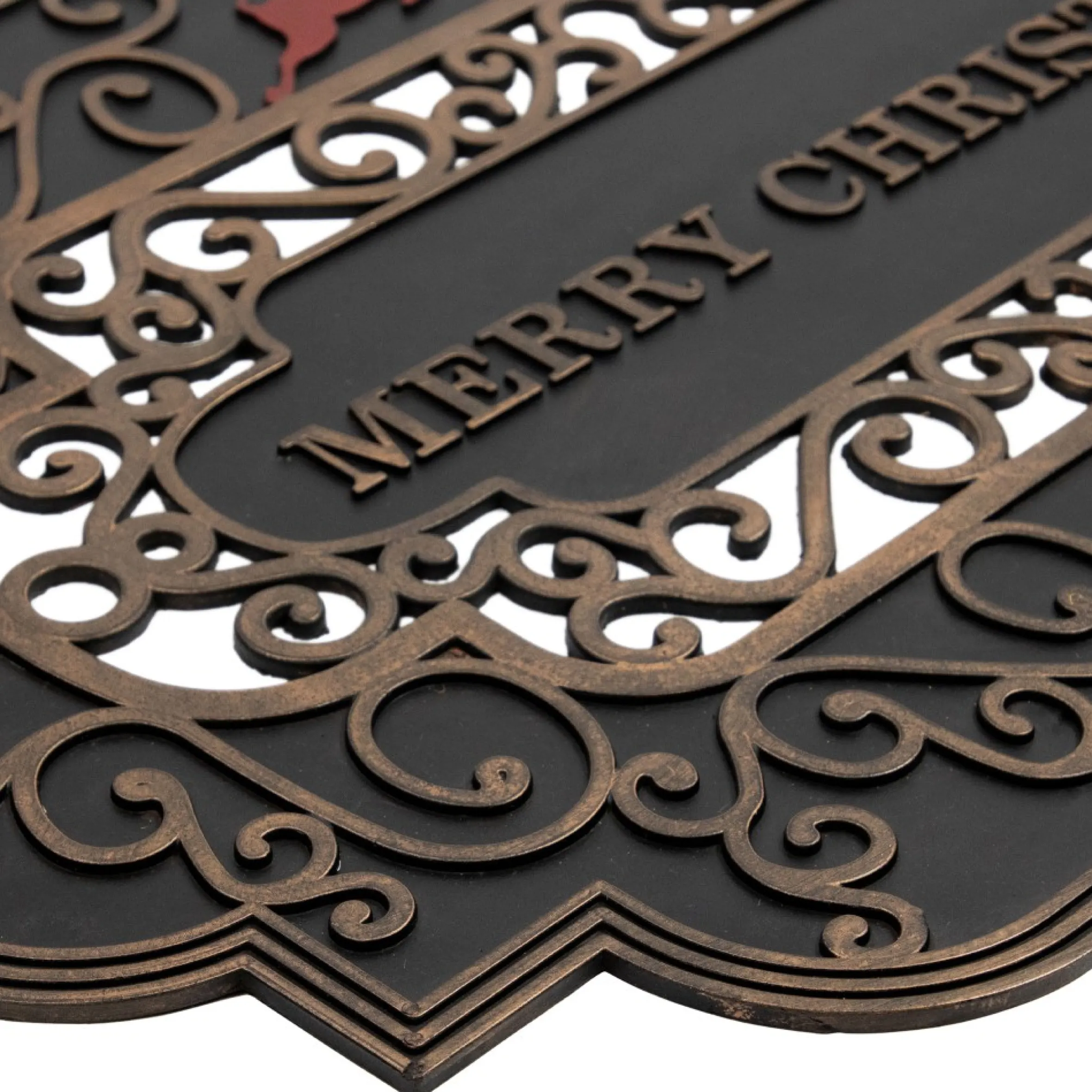 Black And Copper Reindeer "Merry Christmas" Doormat 18" X 30"