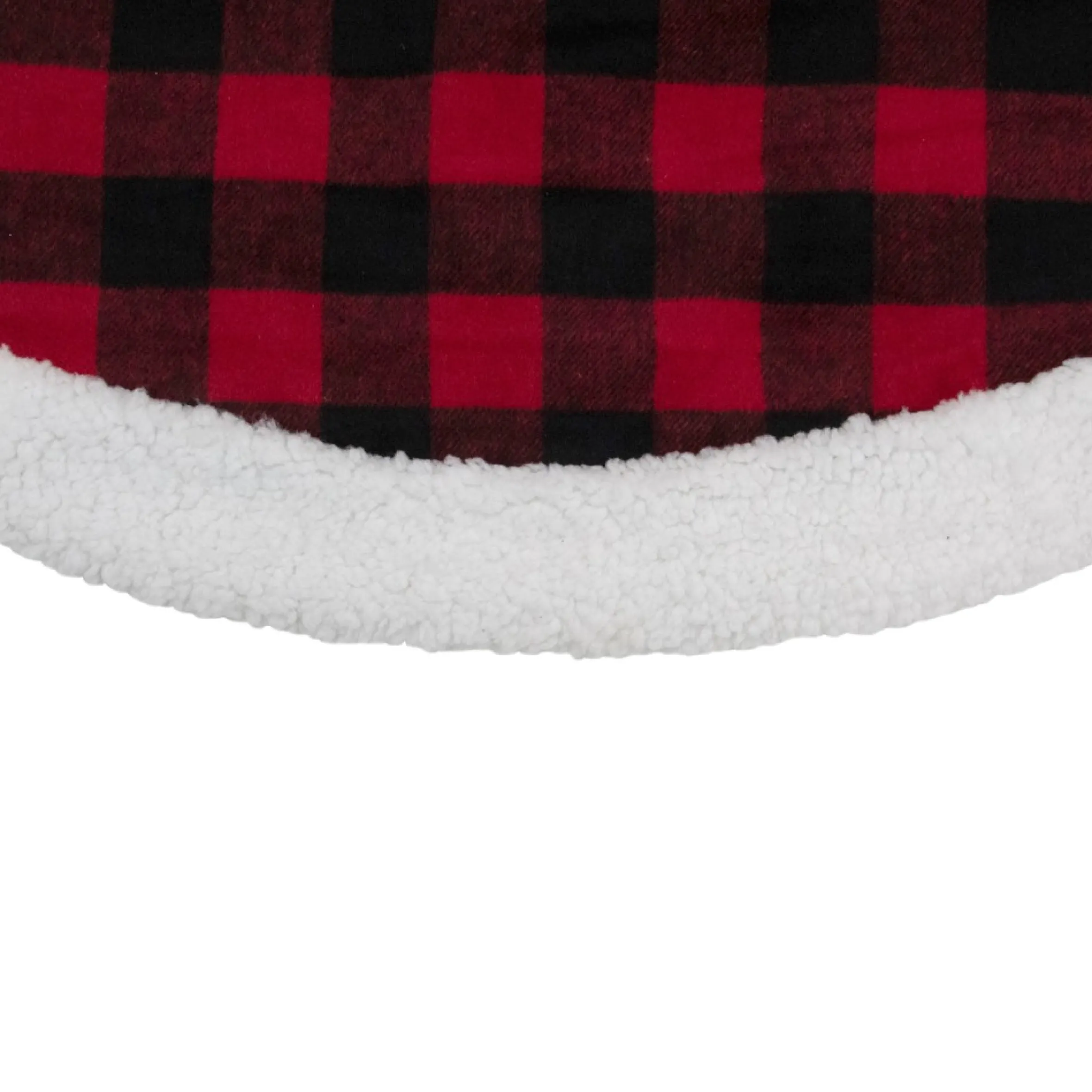48" Black And Red Buttoned Buffalo Plaid Christmas Tree Skirt