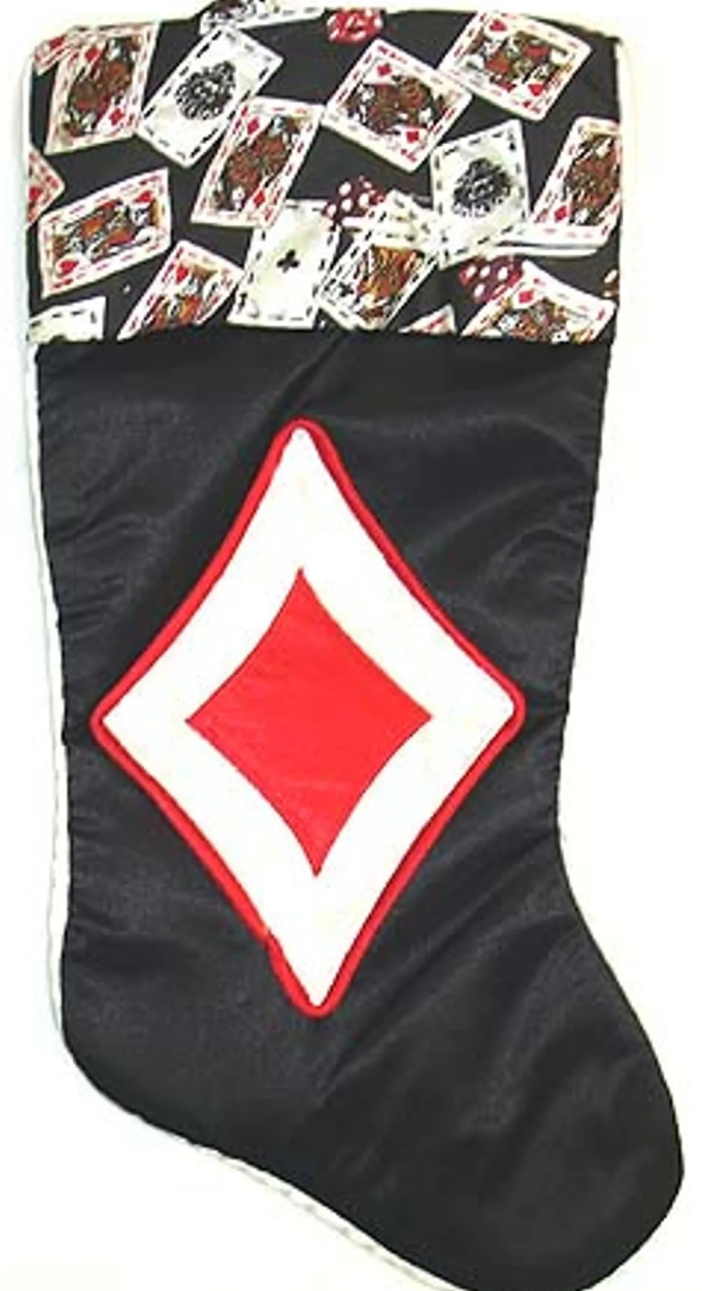 19" Black And Red Deck Of Cards Christmas Stocking