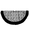 48" Black And Silver Metallic Flourish Christmas Tree Skirt With Venetian-Style Ruffled Trim