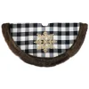 48" Black And White Buffalo Plaid Christmas Tree Skirt With Burlap Snowflake