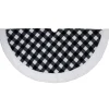 48" Black And White Buffalo Plaid Christmas Tree Skirt With High Pile Fleece Trim