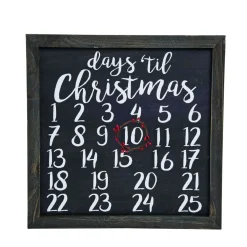 16" Black And White Christmas Countdown With Magnetic Wreath