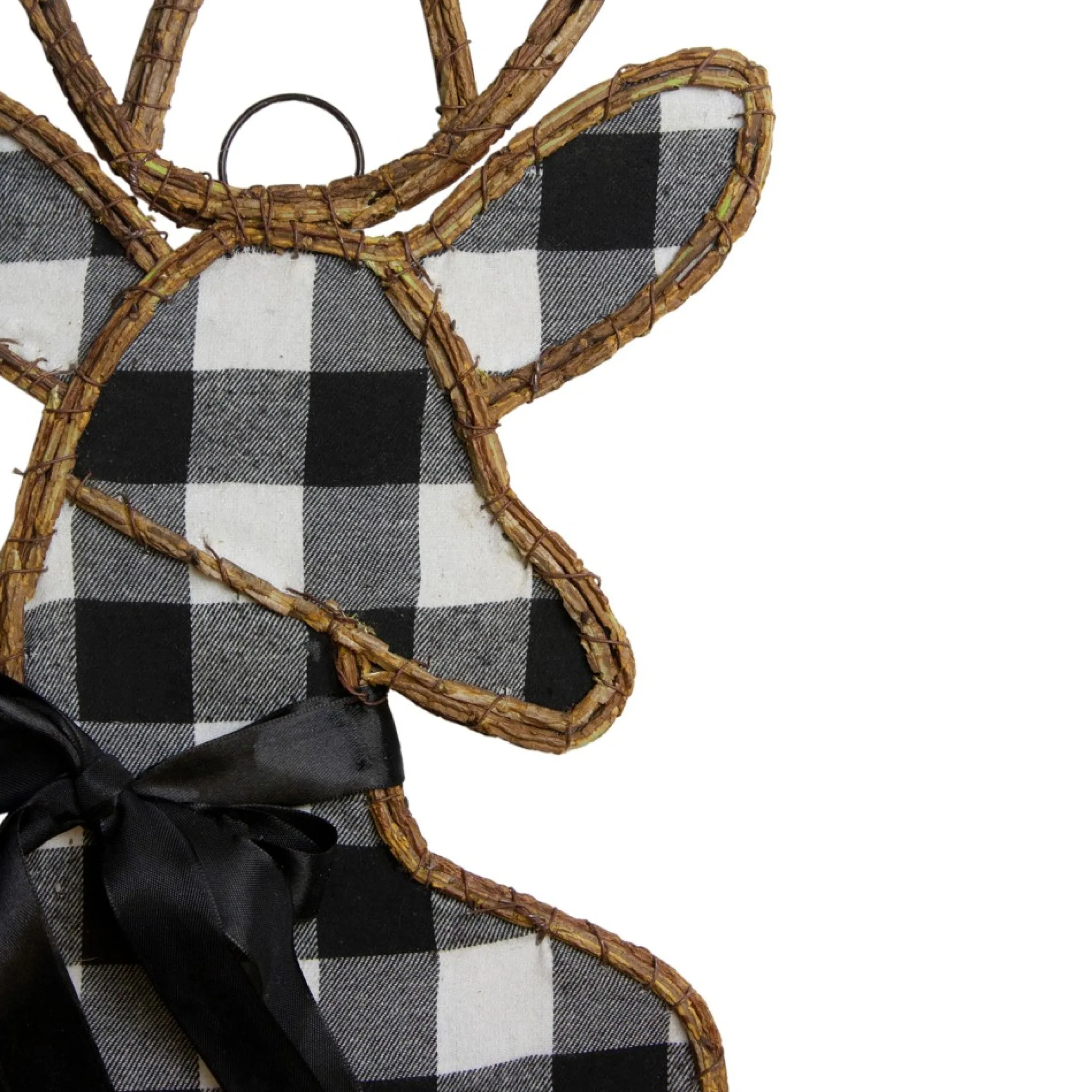 27" Black And White Fabric Deer Head Christmas Wall Decor