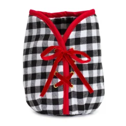 9" Black And White Gingham Christmas Tree Pot Cover