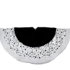 48" Black And White Glittered Polka Dot Christmas Tree Skirt With Faux Fur Trim