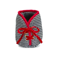 5" Black And White Houndstooth Christmas Tree Pot Cover