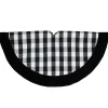 48" Black And White Plaid Round Christmas Tree Skirt