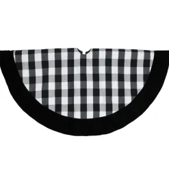 48" Black And White Plaid Round Christmas Tree Skirt