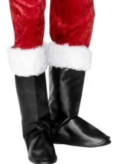 38" Black And White Santa Unisex Adult Christmas Boot Covers Costume Accessory - One Size