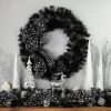 Black Bristle Artificial Christmas Wreath- 36 Inches, Warm White Led Lights