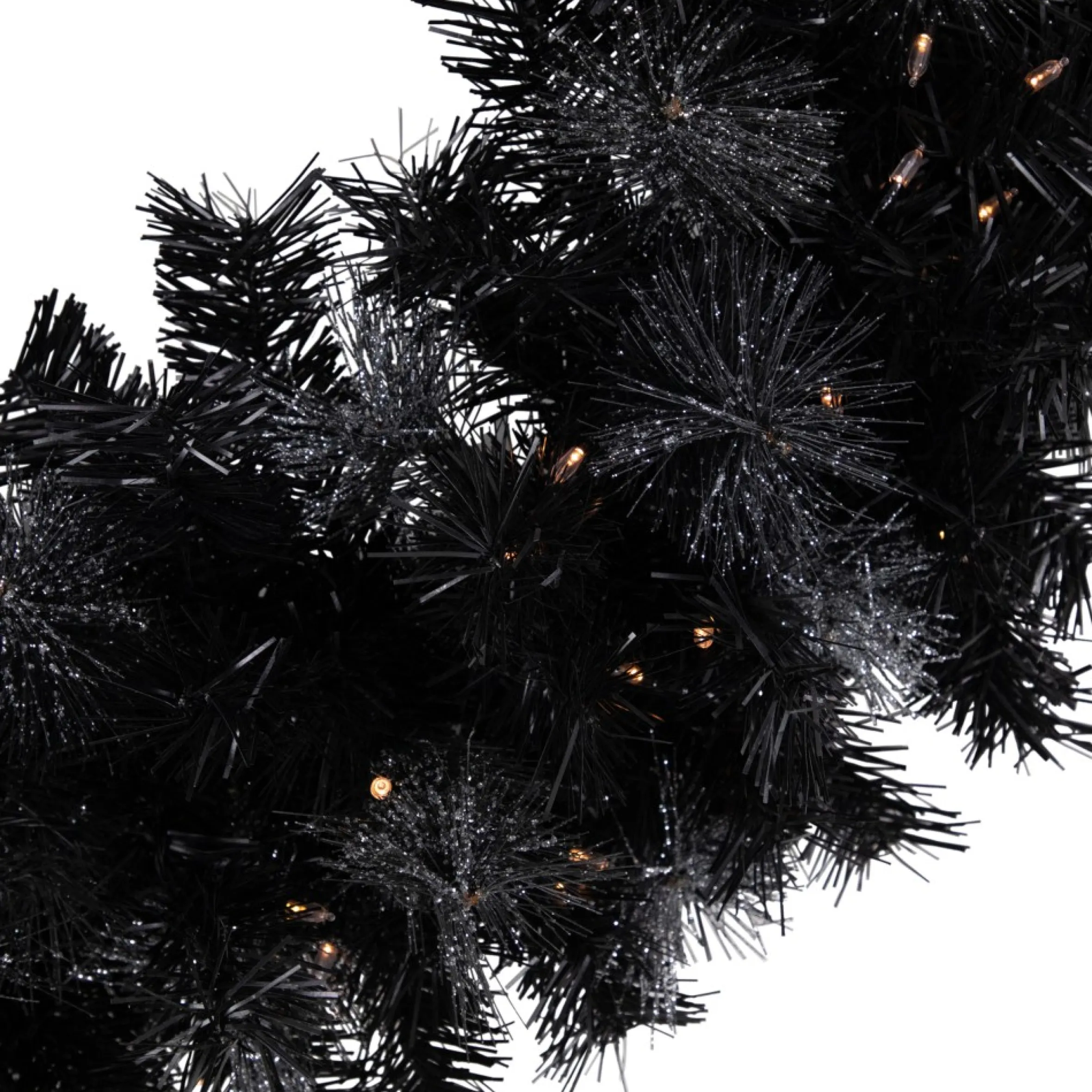 Black Bristle Artificial Christmas Wreath- 36 Inches, Warm White Led Lights