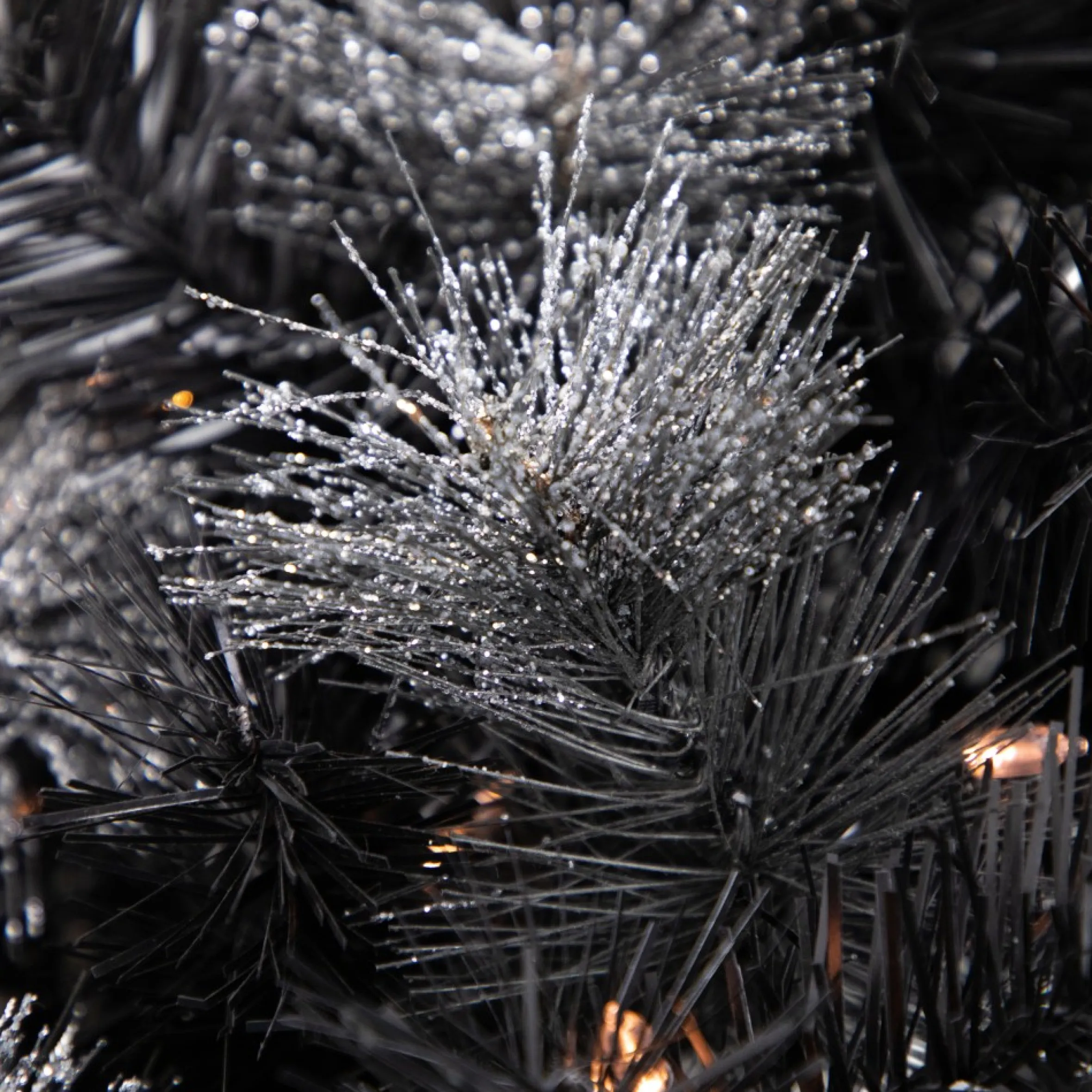Black Bristle Artificial Christmas Wreath- 36 Inches, Warm White Led Lights