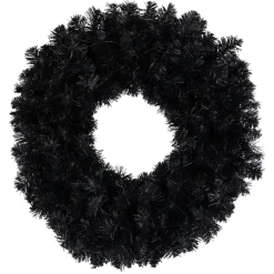 24" Black Colorado Spruce Artificial Halloween Wreath, 24-Inch, Unlit