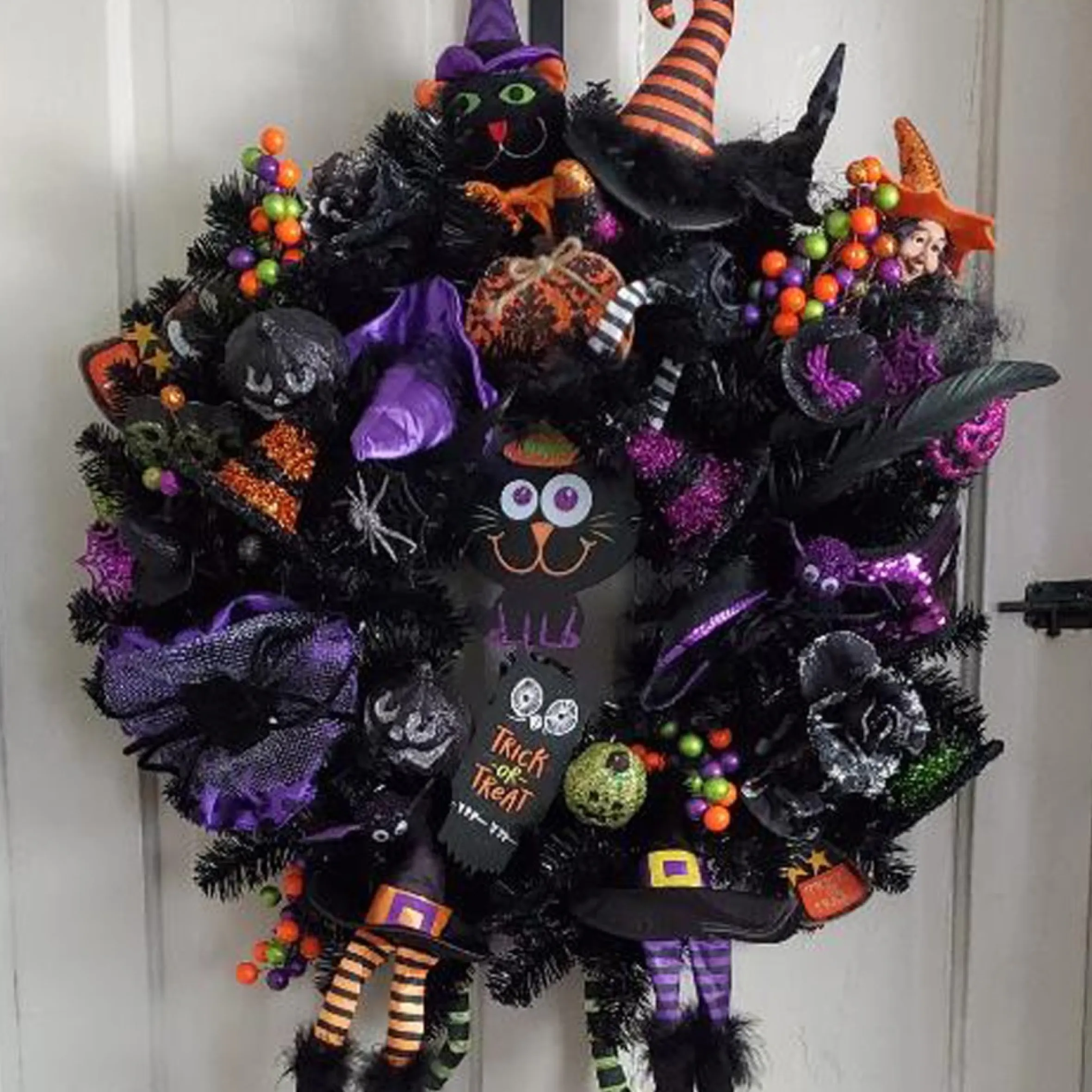 24" Black Colorado Spruce Artificial Halloween Wreath, 24-Inch, Unlit